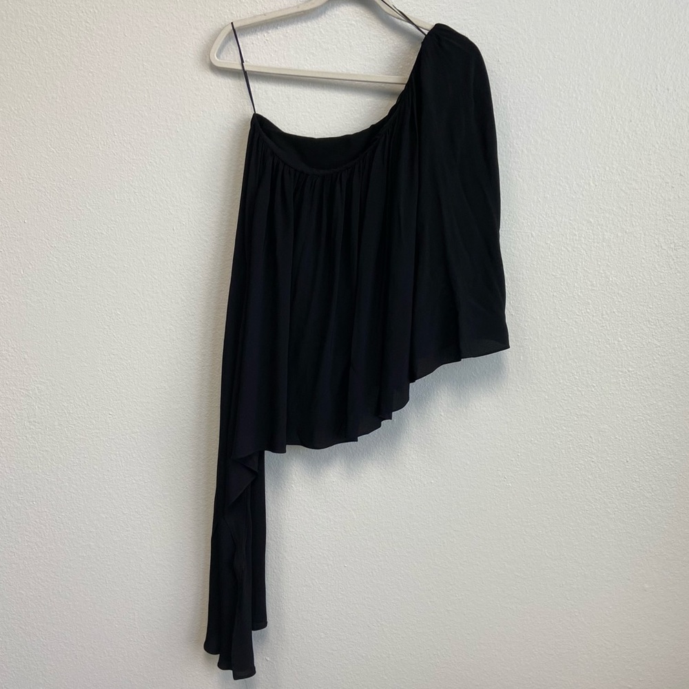 Zara Asymmetrical One Sleeve Flowy Blouse Size XL - Picture 7 of 16